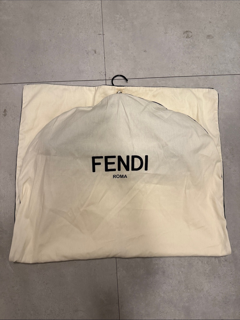 Fendi Cream Canvas ROMA Logo Dust Cover with Black Print